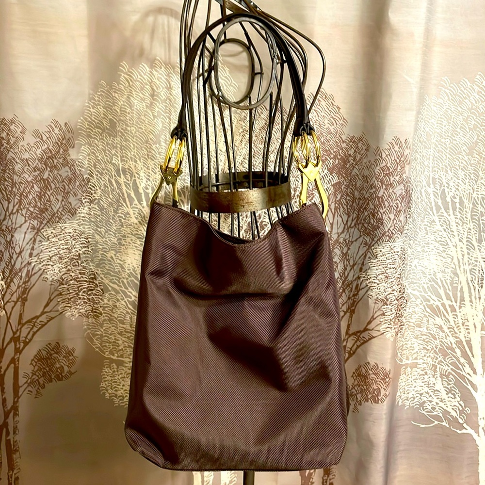New JPK Paris 75 Gorgeous Leather Nylon Signed Hardware Shoulder Bucket Bag